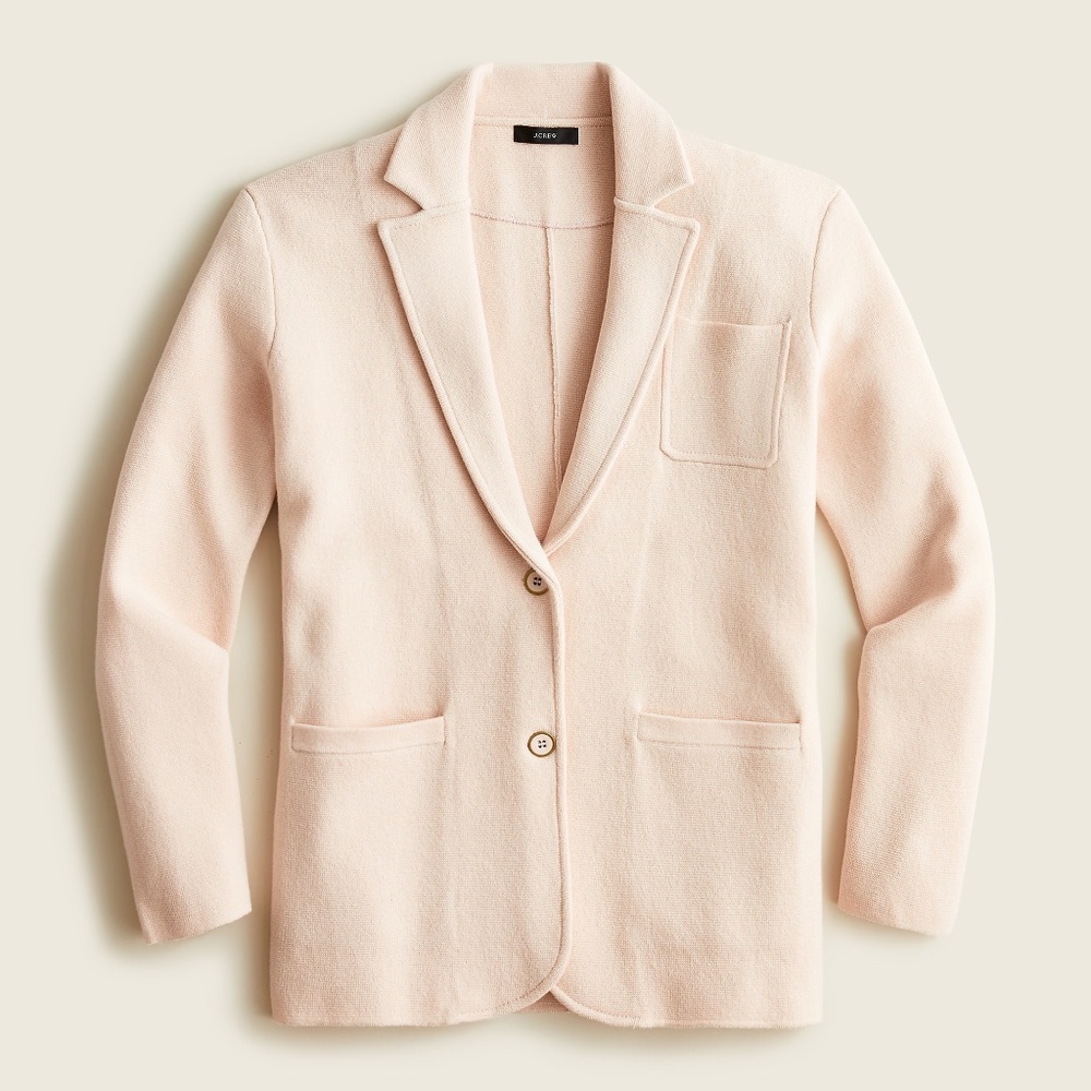 New JCREW Size 2X Classic Sweater-Blazer in Subtle Pink